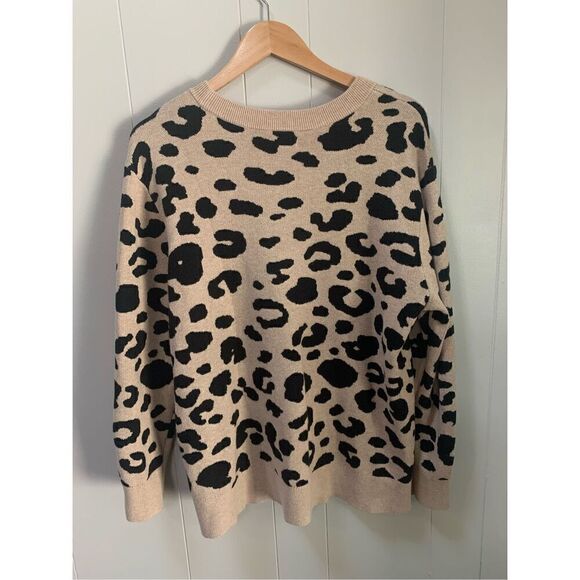 Daily Ritual Ultra Soft Jacquard Leopard Print Sweater XL - Picture 3 of 5
